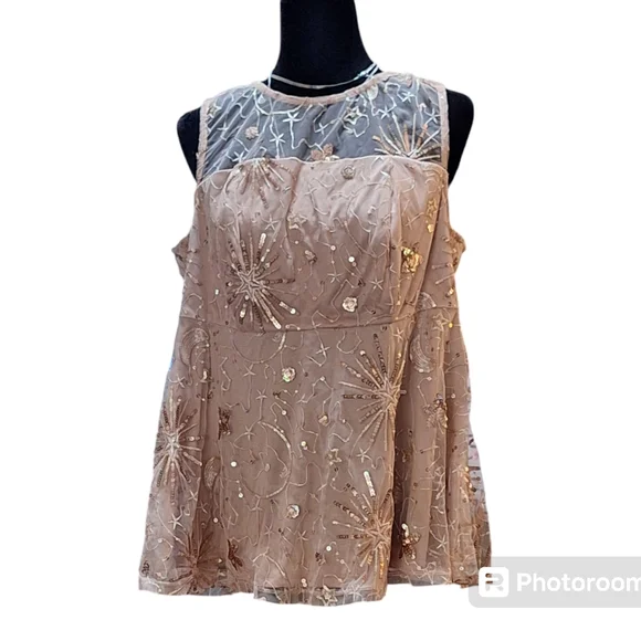 Torrid Tan Floral Embroidered Sleeveless Top - Picture 3 of 16
